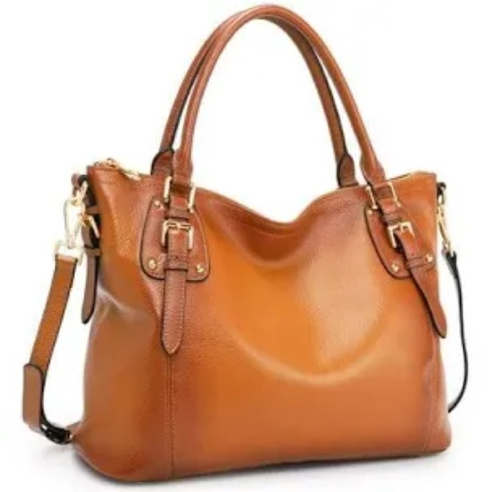 Classic Tan Leather Tote Bag - Versatile Women's Handbag